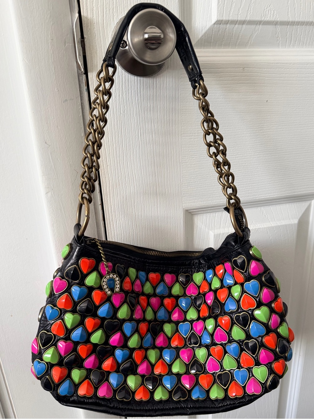 Vintage Betsey Johnson Y2K Multi Color Candy Heart Studded Shoulder Bag NWT - Picture 14 of 14